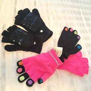 🖤NWT 3 Pair Justice Pink & Black Gloves/Mittens🖤